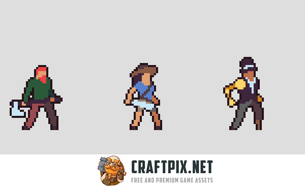 Free 3 Character Sprite Pixel Art by Free Game Assets (GUI, Sprite,  Tilesets)