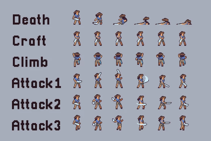 Free 3 Character Sprite Sheets Pixel Art