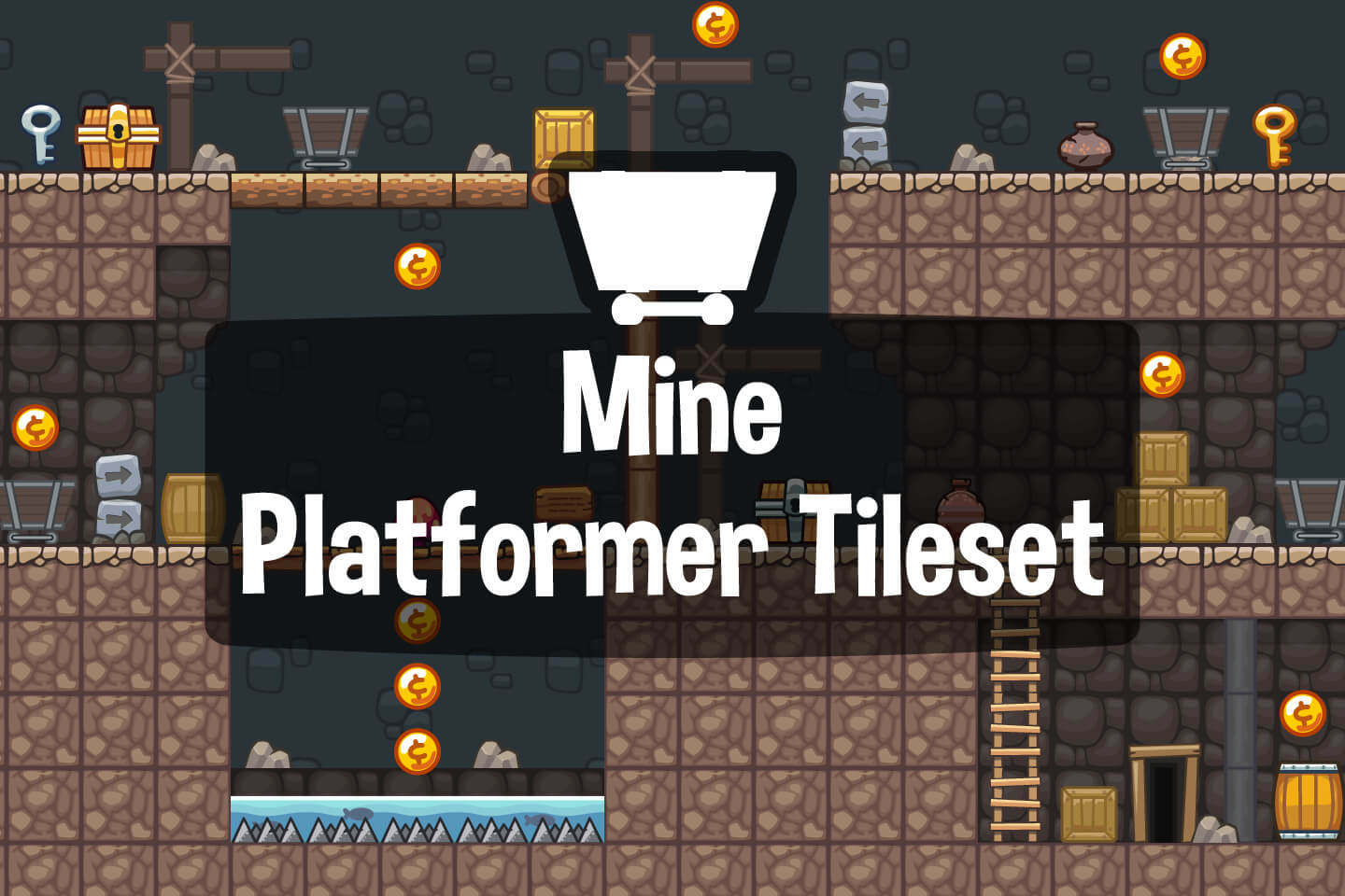 Mine Platformer 2D Game Tileset 