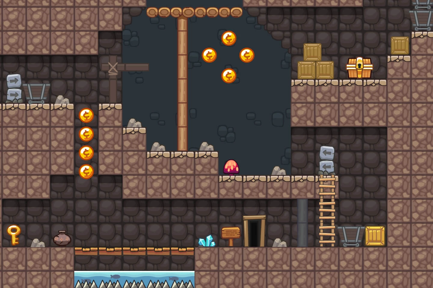 Mine Platformer 2D Game Tileset 