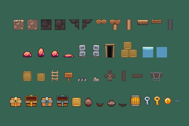 Mine Platformer 2D Game Tileset