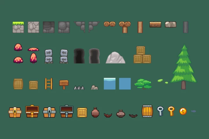 Pine Hill Platformer 2D Tileset