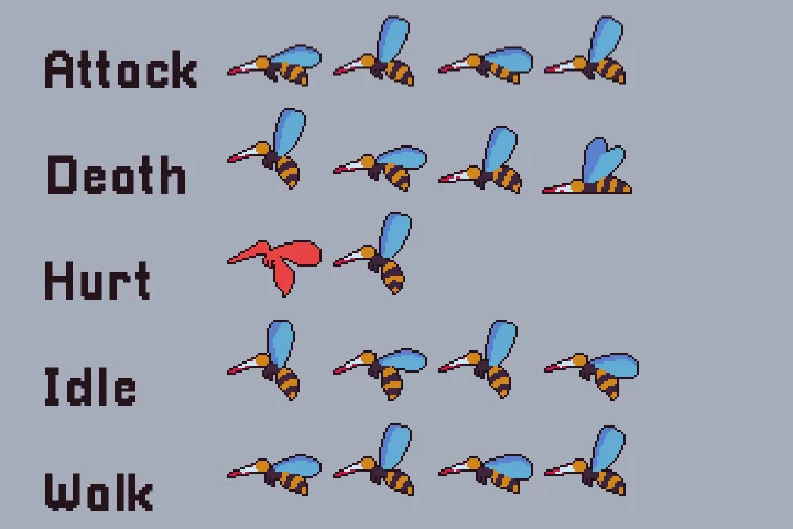 Field Enemies Game Sprite Sheets Pixel Art