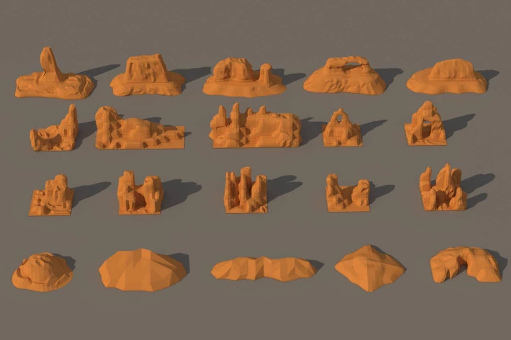 Free Desert Mountain 3D Low Poly Models