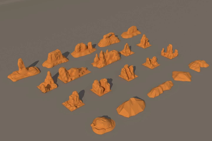 Free Desert Mountain 3D Low Poly Models