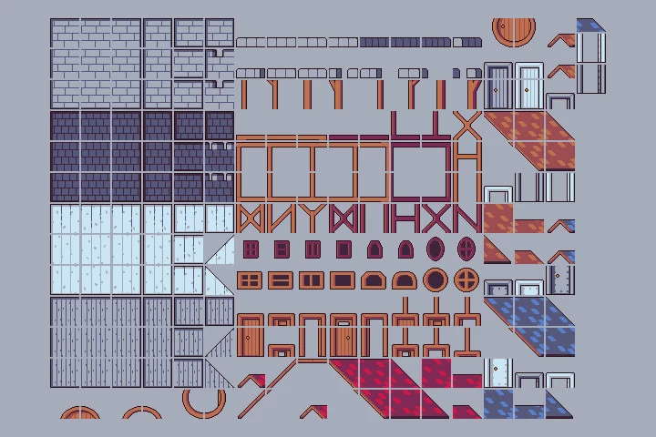 House Builder Tileset Pixel Art