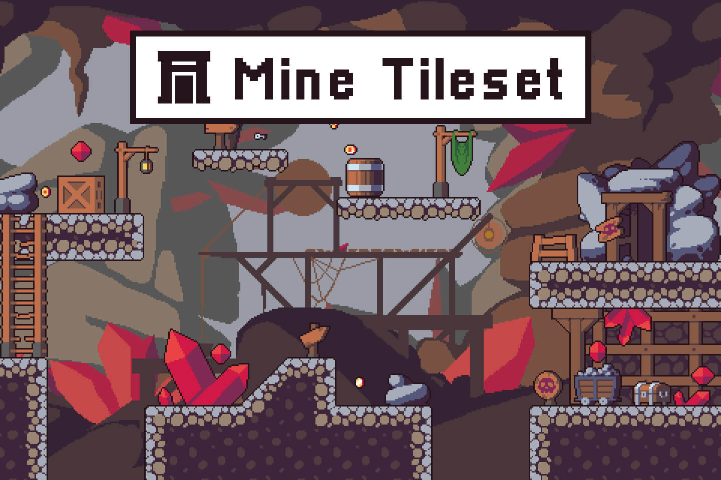 Mine Platformer 2D Game Tileset 