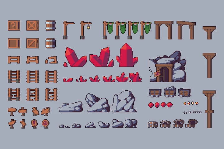 Mine Tileset Platformer Pixel Art