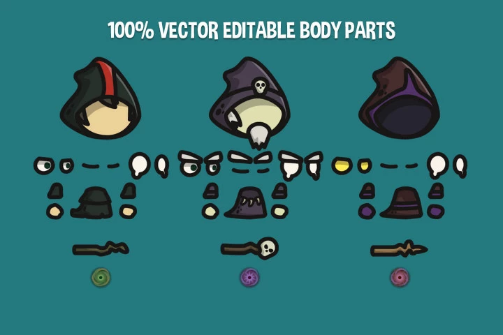 Necromancer Tiny Style 2D Character Sprites