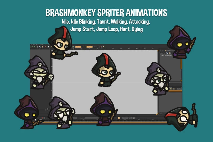 Necromancer Tiny Style 2D Character Sprites