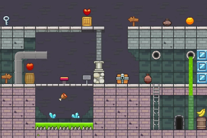 Sewer Platformer Game Tileset
