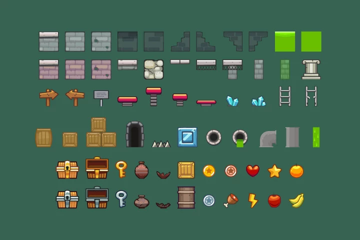 Sewer Platformer Game Tileset