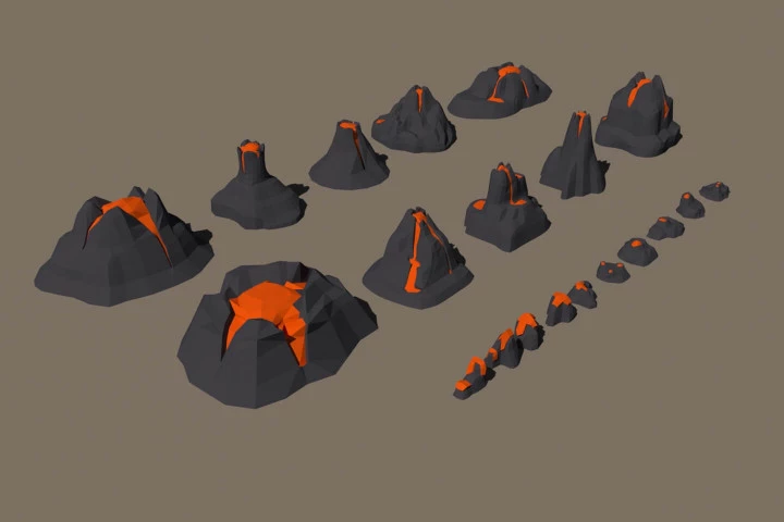 Volcano 3D Low Poly Models