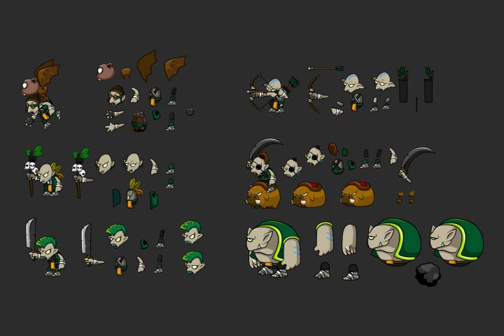 6 Goblin Game Character Sprites Pack