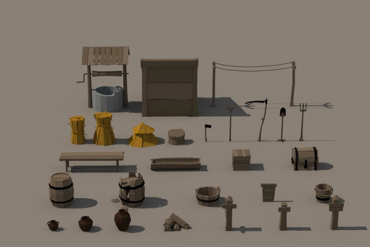 Free Medieval Props 3D Low Poly Pack