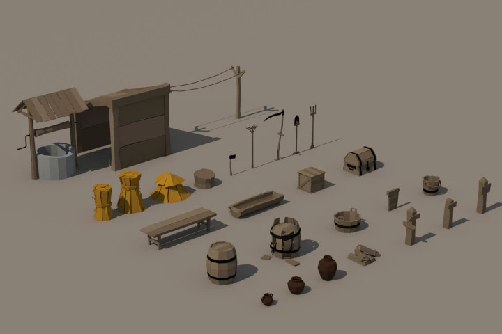 Free Medieval Props 3D Low Poly Pack