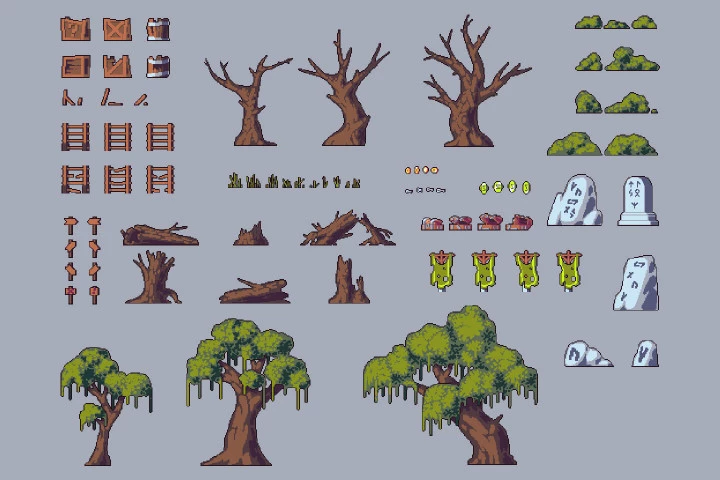 Free Swamp Game Tileset Pixel Art