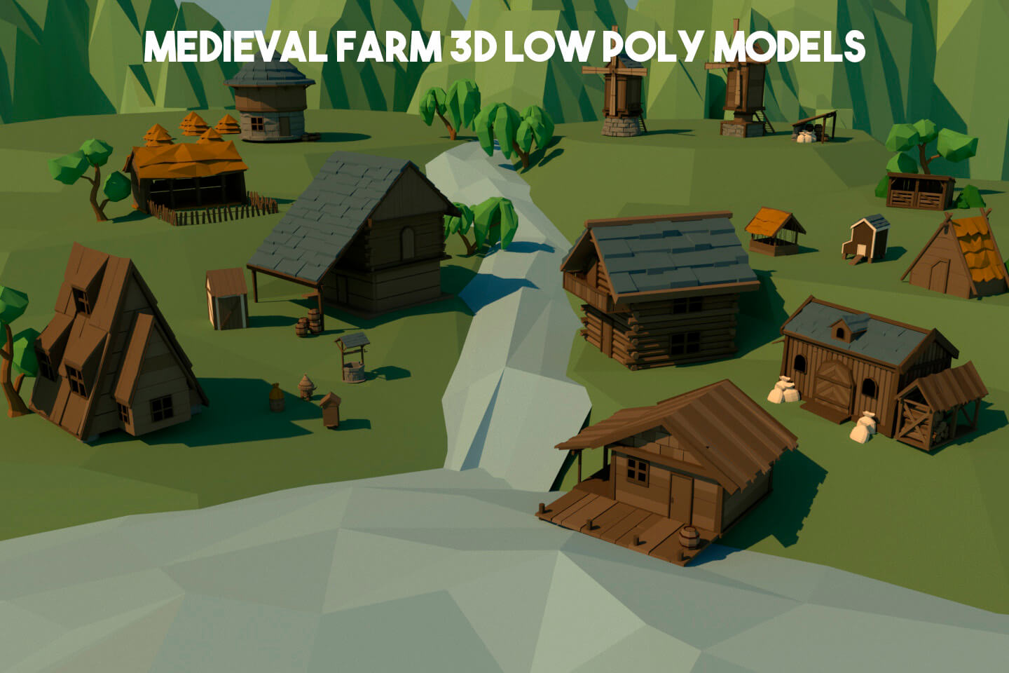 Medieval Farm 3D Low Poly Models - CraftPix.net