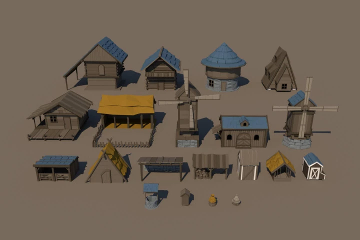 Medieval Farm 3D Low Poly Models