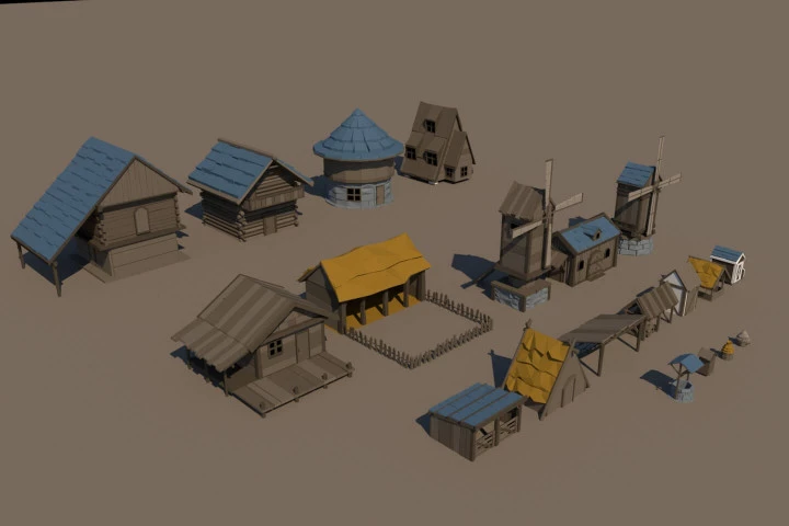 Medieval Farm 3D Low Poly Models