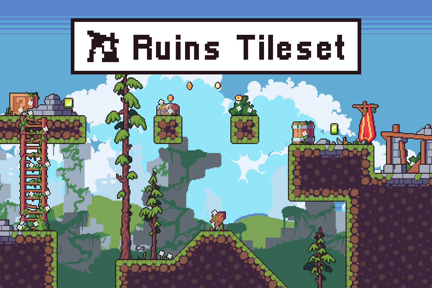 Ruins Game Tileset Pixel Art