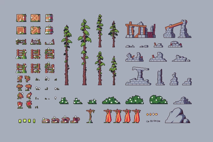 Ruins Game Tileset Pixel Art