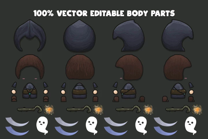 Wizard 4-Direction Woman Character Sprites