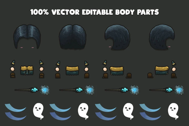 Wizard 4-Direction Woman Character Sprites