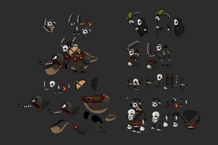 6 Skull Game Character Sprites Pack