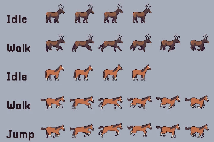 Animal Sprite Sheets Pixel Art Pack