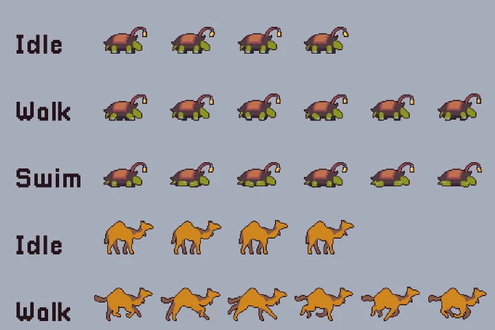 Animal Sprite Sheets Pixel Art Pack