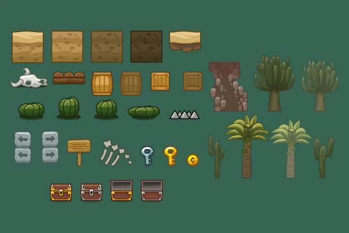 Desert and Forest 2D Platformer Tileset