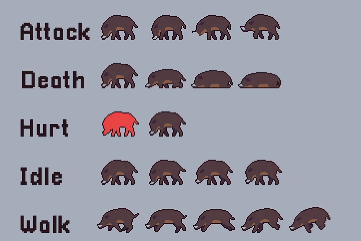 Ruin Enemy Sprite Sheets Pixel Art