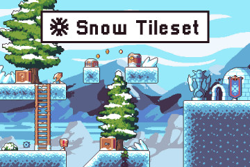 Snow 2D Game Tileset Pixel Art