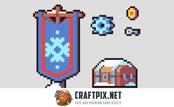 Snow Tileset Pixel Art by Free Game Assets (GUI, Sprite, Tilesets)
