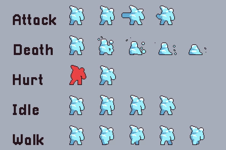 Snow Enemy Character Sprites Pixel Art