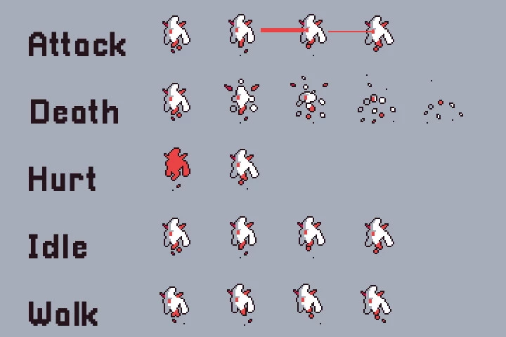 Snow Enemy Character Sprites Pixel Art