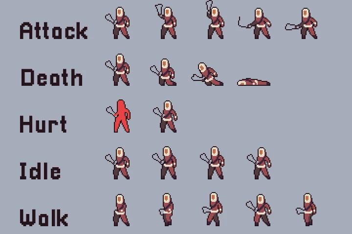Snow Enemy Character Sprites Pixel Art