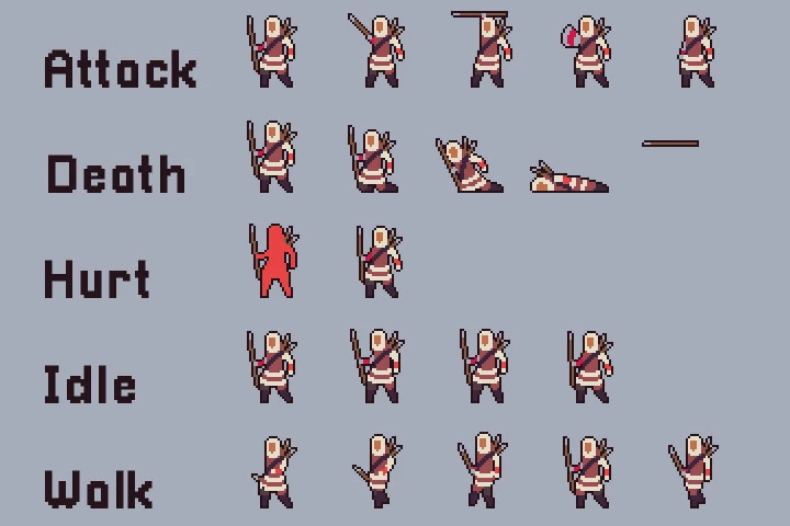 Snow Enemy Character Sprites Pixel Art