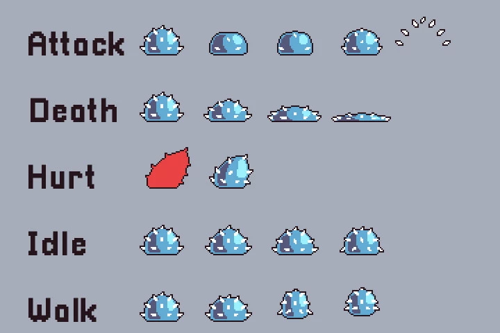 Snow Enemy Character Sprites Pixel Art