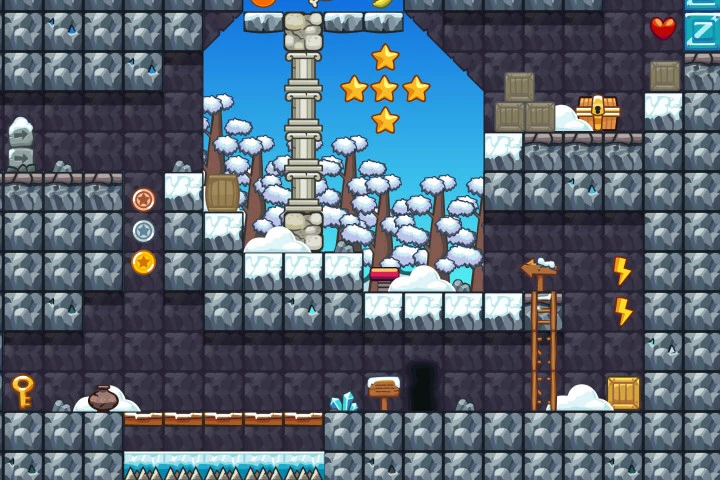Snow Platformer 2D Game Tileset