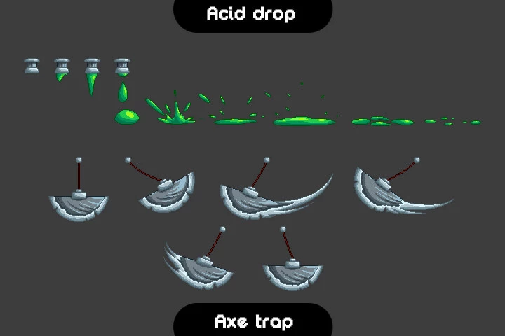 Animated Traps and Obstacles Pixel Art