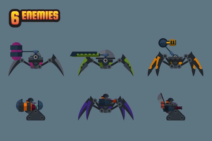 Flat Enemy Game Sprites