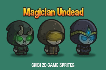 Magician Undead Chibi 2D Game Sprites