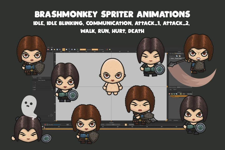 Woman Warrior 4-direction Sprites