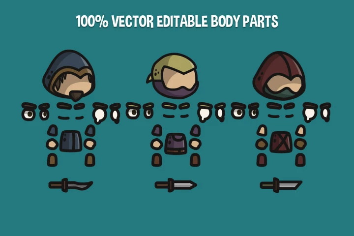 Assassin Tiny Style 2D Character Sprites