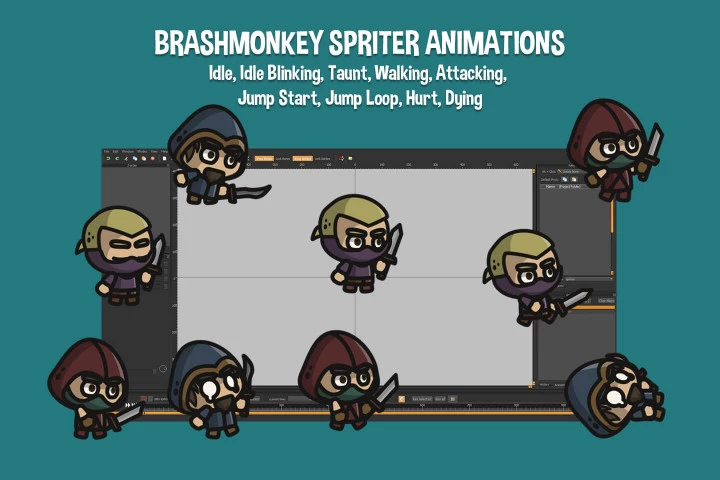 Assassin Tiny Style 2D Character Sprites