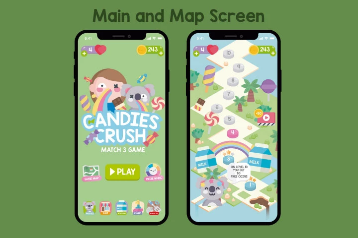 Candies Crush Match 3 Game Assets Pack