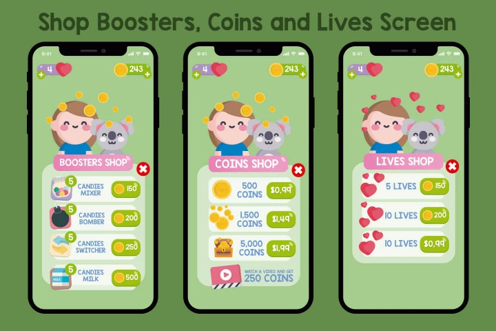 Candies Crush Match 3 Game Assets Pack