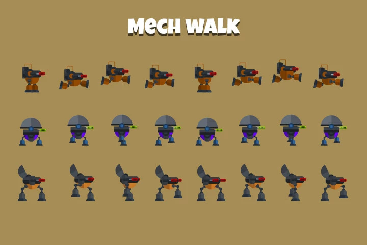 Combat Vehicle Sprites Flat Design